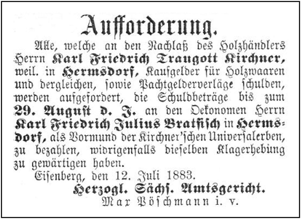 1883-07-12 Kl Aufforderung